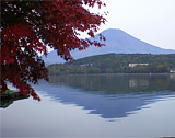 ペンションから望む山中湖・富士山